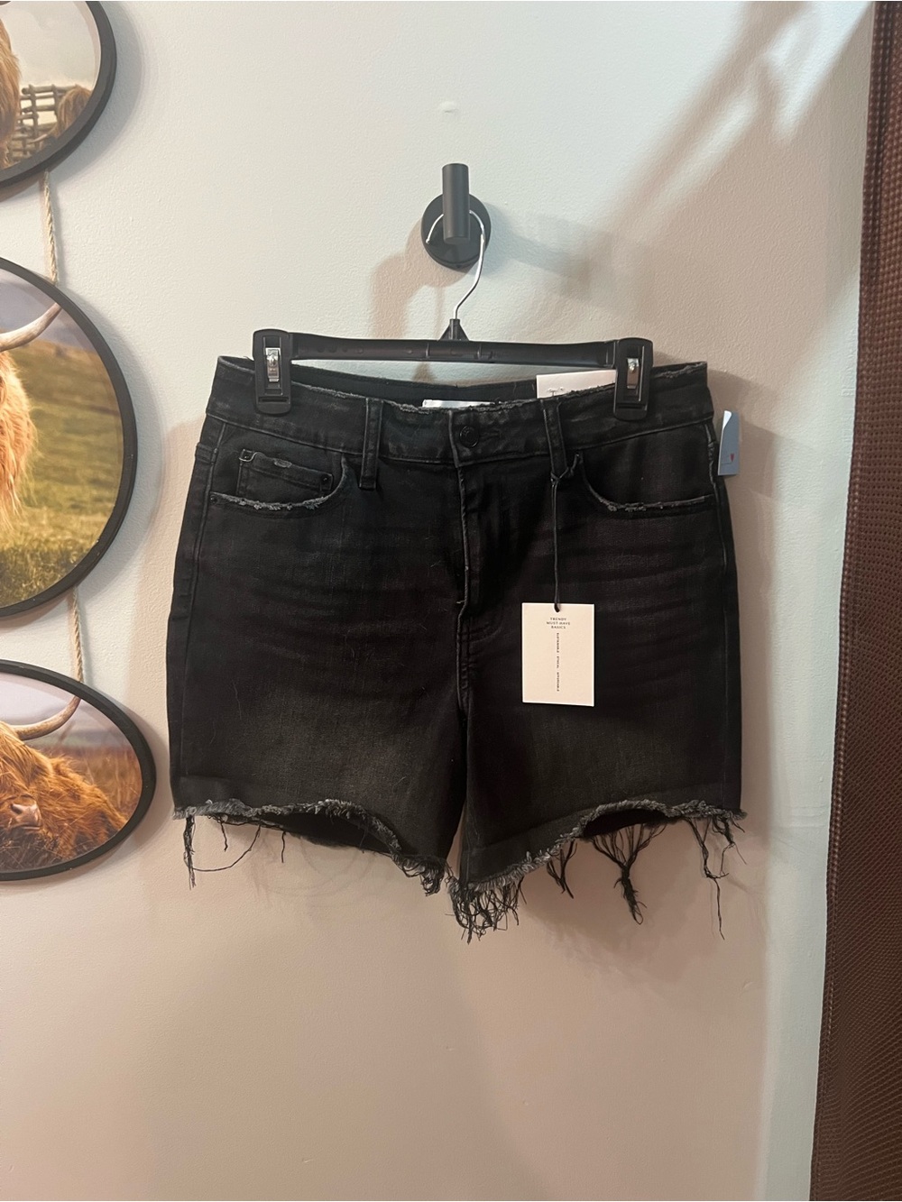Zenana Outfitters Black Distressed Cutoff Jean Shorts